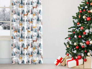 Draperie decorativă LONETA - model 534 de Crăciun - cerbi și căprioare