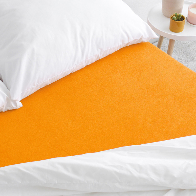 Cearceaf de pat din terry pentru saltele înalte  - portocaliu