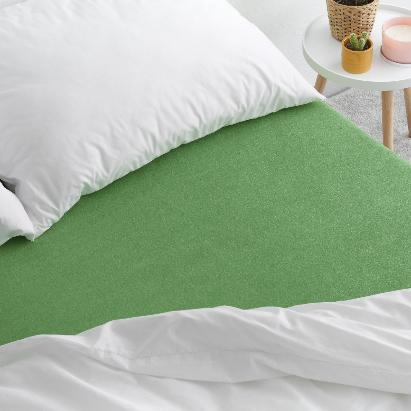 Cearceafuri de pat din terry cu elastic - verde închis
