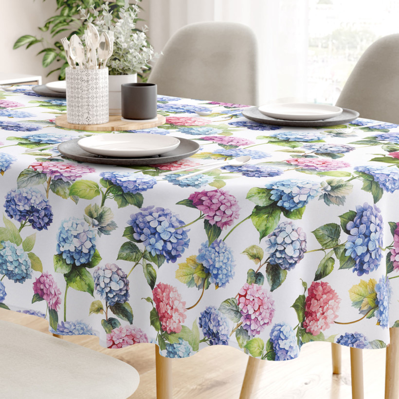 Față de masă decorativă LONETA - flori de hortensie - ovală