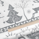 Țesătură din bumbac SIMONA - model 818 - simboluri de Crăciun pe alb - la metru - lățime 160 cm