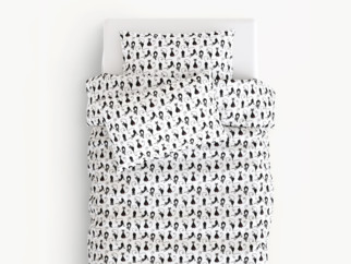 Lenjerie de pat din bumbac pentru copii - model 533 - pisici negre pe alb