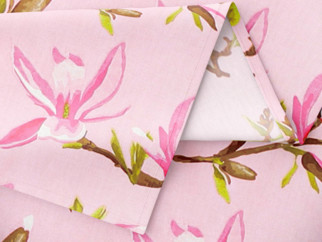 Suporturi farfurii 100% bumbac - model 073 magnolii roz - 2 buc
