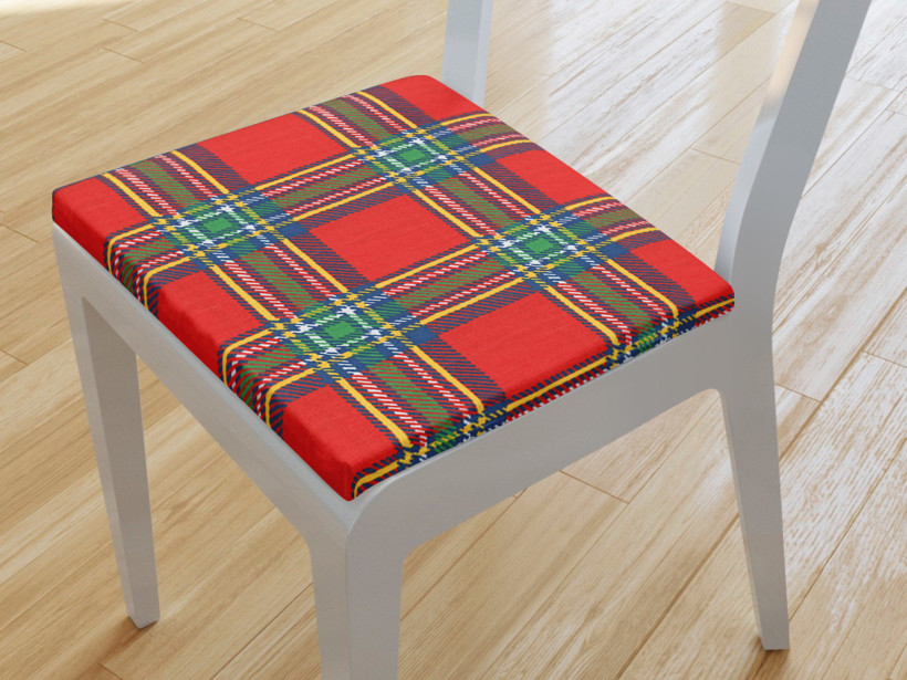 Pernă pentru scaun 38x38 cm - model de Crăciun 1123 carouri roșii