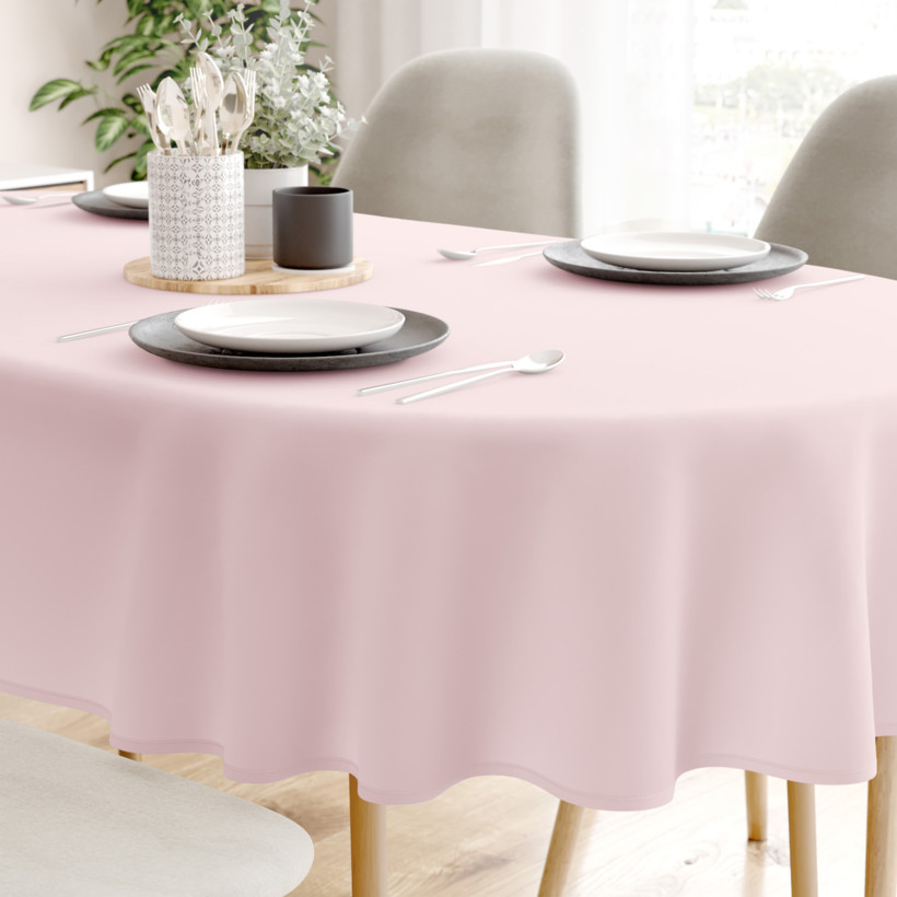 Față de masă 100% bumbac roz pudră - ovală