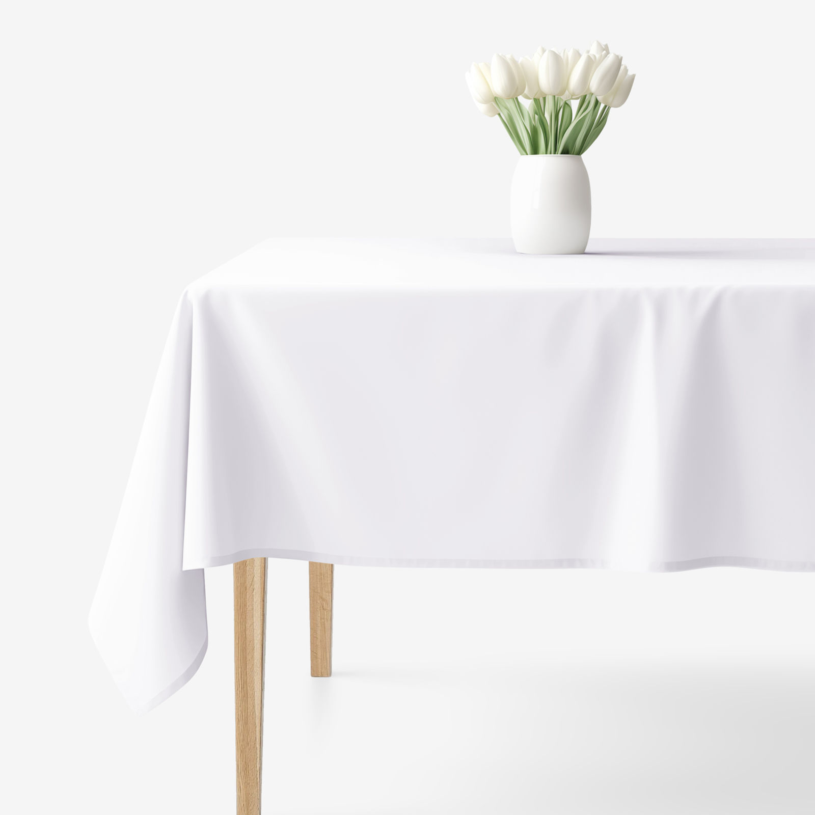 Față de masă decorativă Rongo Deluxe - alb cu luciu satinat