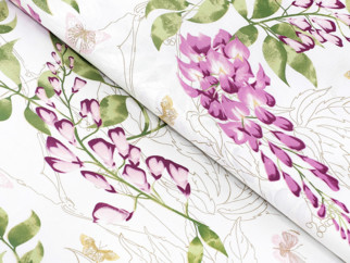 Țesătură din 100% bumbac Deluxe model 1104 flori wisteria - metraj - lățime 230 cm