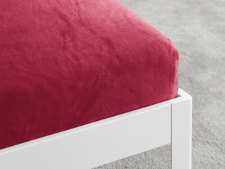 Cearceaf de pat din micropluș cu elastic - roșu închis