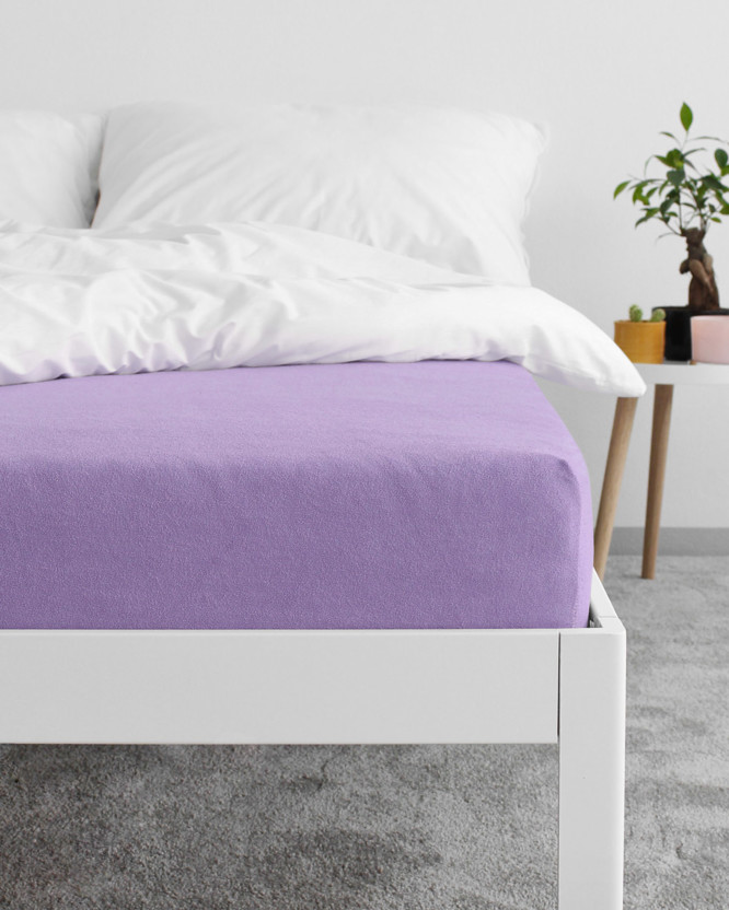 Cearceaf de pat din terry pentru saltele înalte - violet