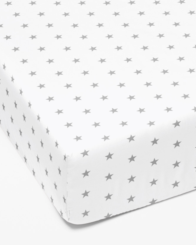 Cearceaf de pat bumbac 100% cu elastic - steluțe gri