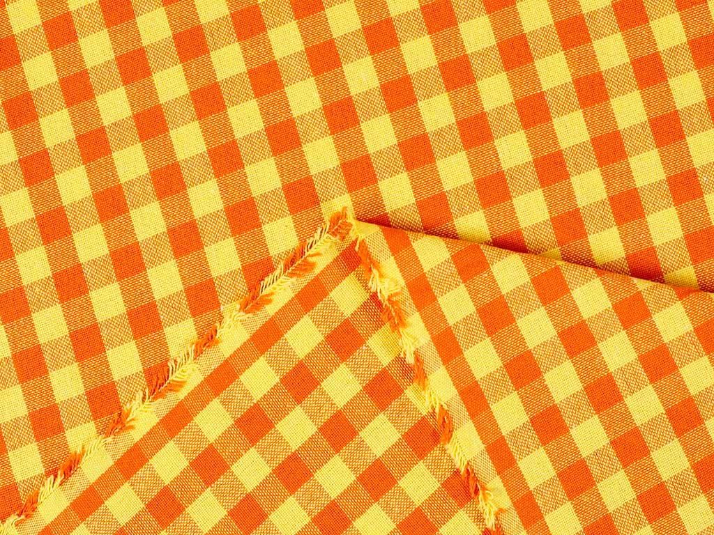 Țesătură KANAFAS 100% bumbac - carouri mici în galben-portocaliu