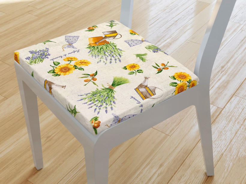 Pernă pentru scaun 38x38 cm - VERONA - floarea soarelui și lavandă
