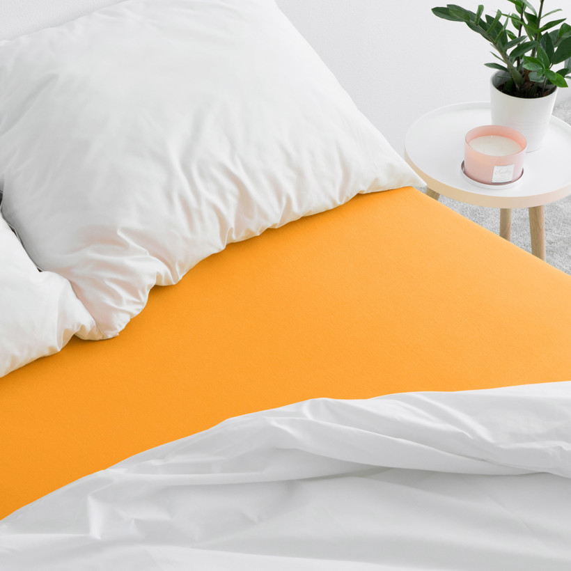 Cearceaf de pat Jersey cu elastic - portocaliu