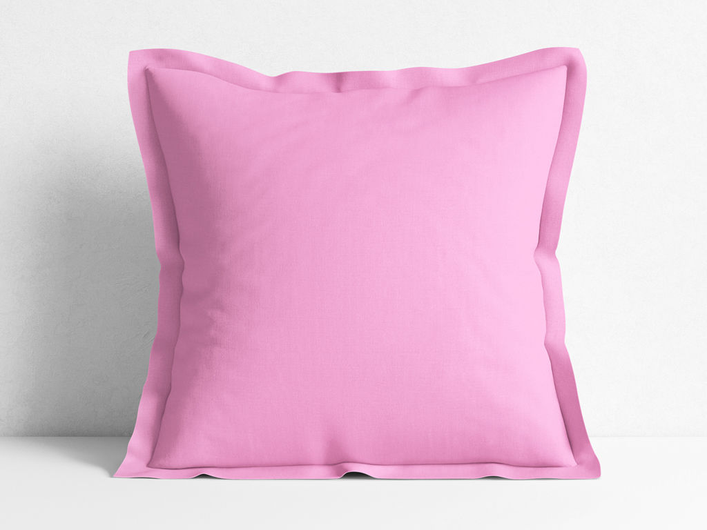 Față de pernă din bumbac cu tiv decorativ - roz