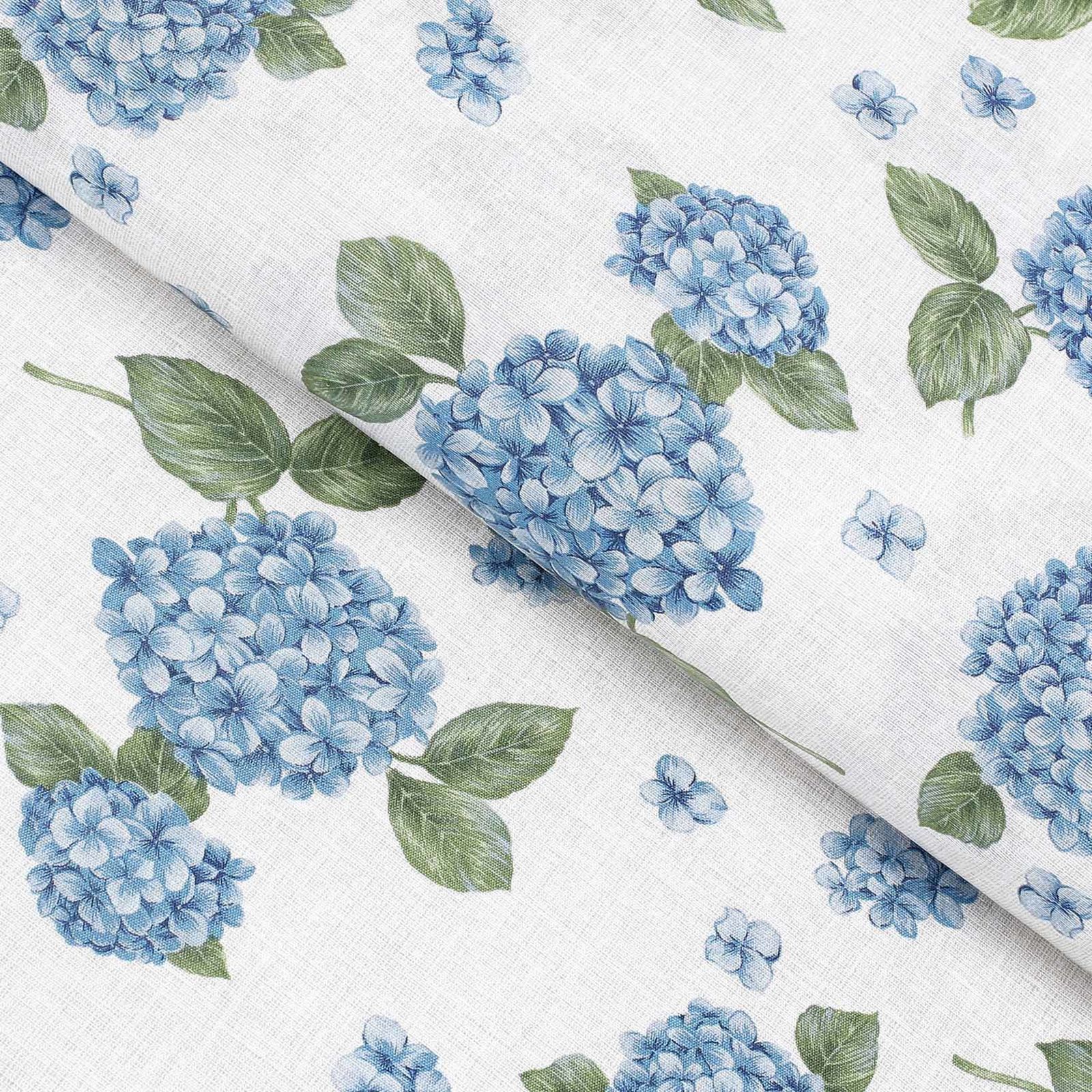 Țesătură decorativă LONETA - flori de hortensie albastră