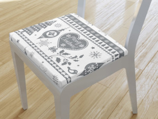 Pernă pentru scaun 38x38 cm de Crăciun- model 818 - simboluri de Crăciun pe alb