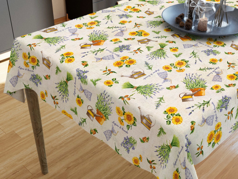 Față de masă decorativă VERONA - floarea soarelui și lavandă