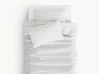 Lenjerie de pat din bumbac pentru copii - model 036 dungi gri zig-zag