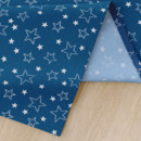 Față de masă din bumbac - model 016 - steluțe albe pe albastru - rotundă