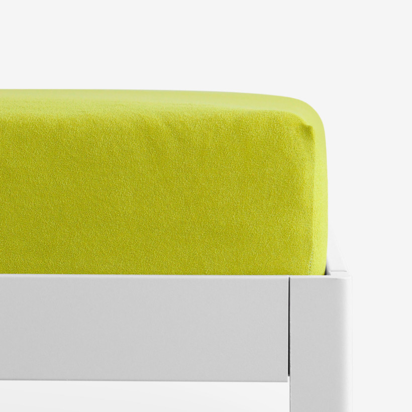 Cearceafuri de pat din terry cu elastic - galben-verde