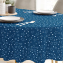 Față de masă din bumbac - model 016 - steluțe albe pe albastru - ovală