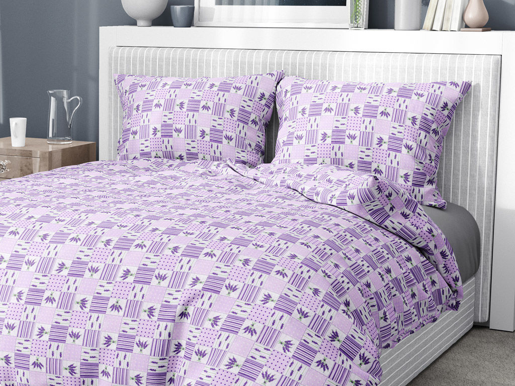 Lenjerie de pat din 100% bumbac - patchwork lavandă