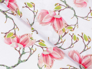 Față de masă teflonată - model 064 magnolii roz - rotundă