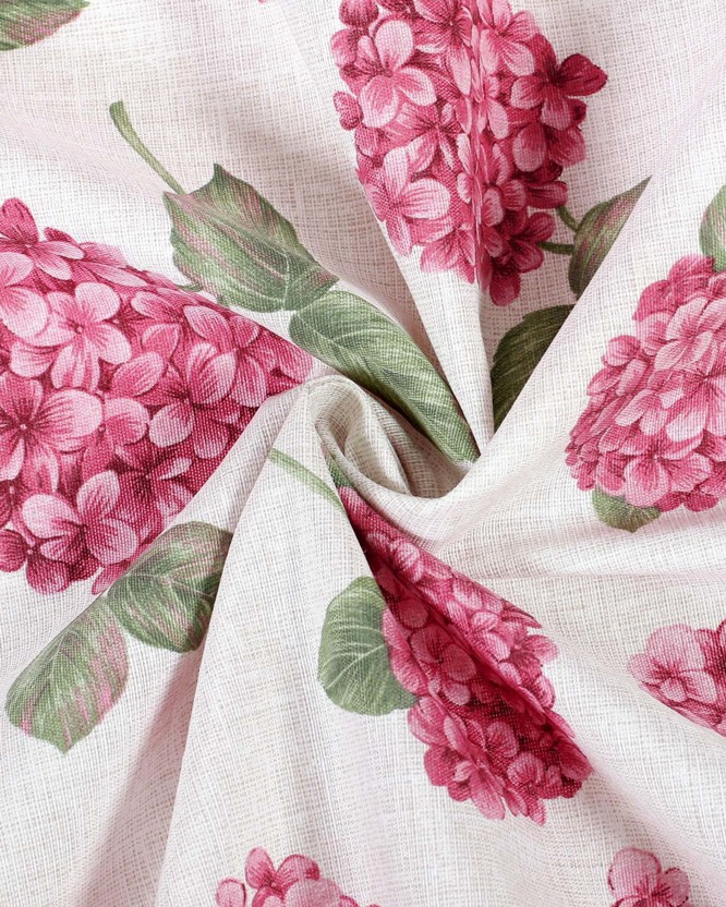 Țesătură decorativă LONETA - flori de hortensie roz