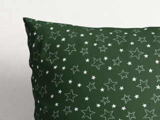 Față de pernă din bumbac - model 029 - steluțe albe pe verde