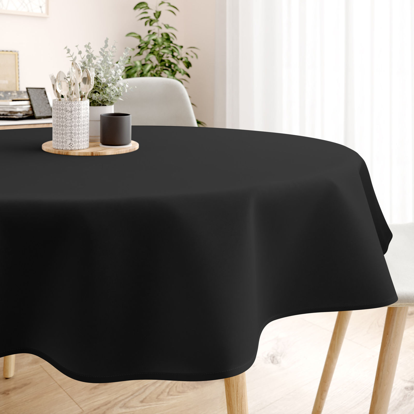 Față de masă decorativă LONETA - negru - rotundă