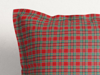 Față de pernă cu tiv decorativ LONETA - model 241 - carouri mici pe roșu