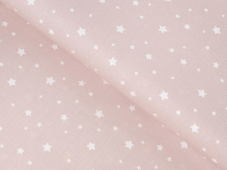 Țesătură din bumbac 100% SIMONA model 1016 - stele albe pe roz vechi - la metru - lățime 145 cm