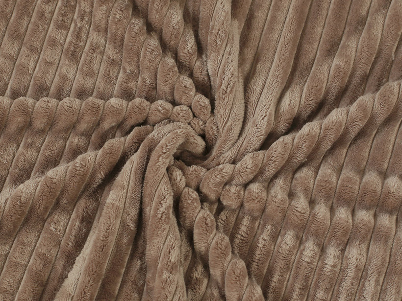 Tesături din polyester MINKY dungi - maro inchis