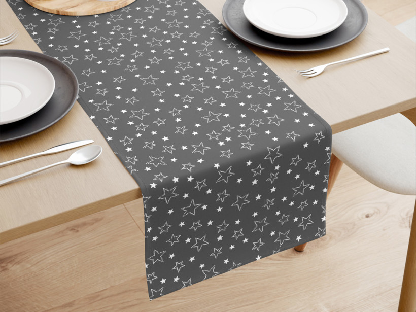 Napron de masă din bumbac - steluțe albe pe gri
