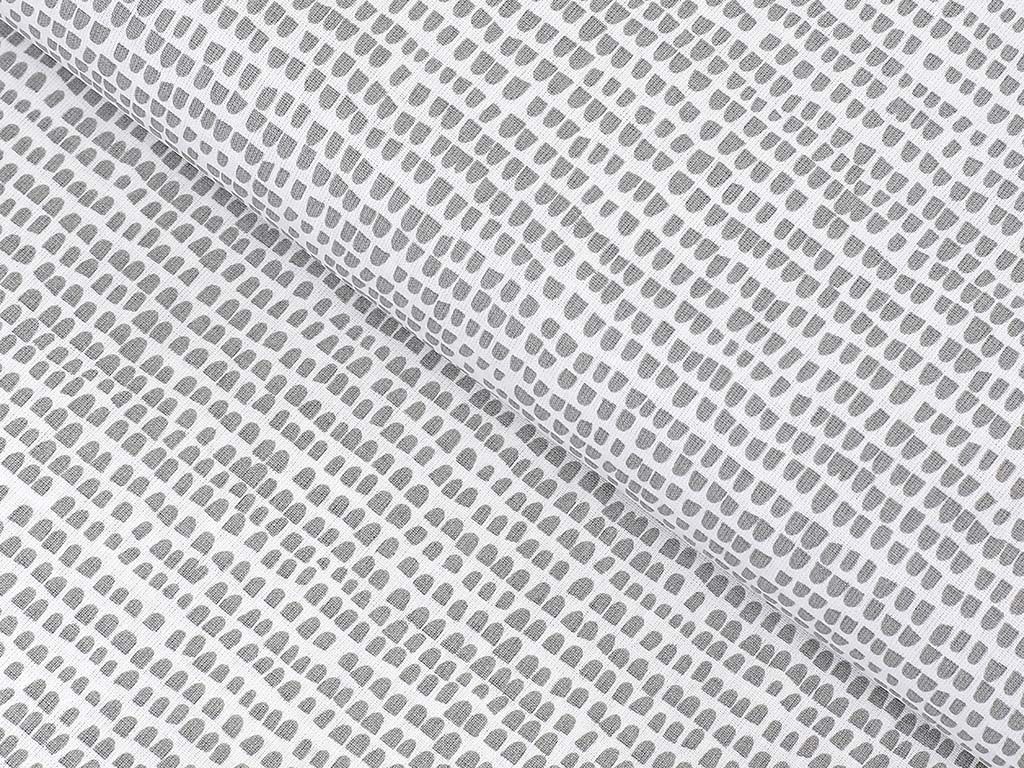 Țesătură din bumbac 100% SIMONA - forme mici gri pe alb