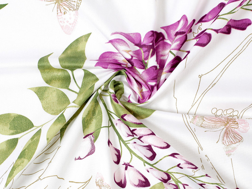 Țesătură din bumbac satinat Deluxe - flori de wisteria