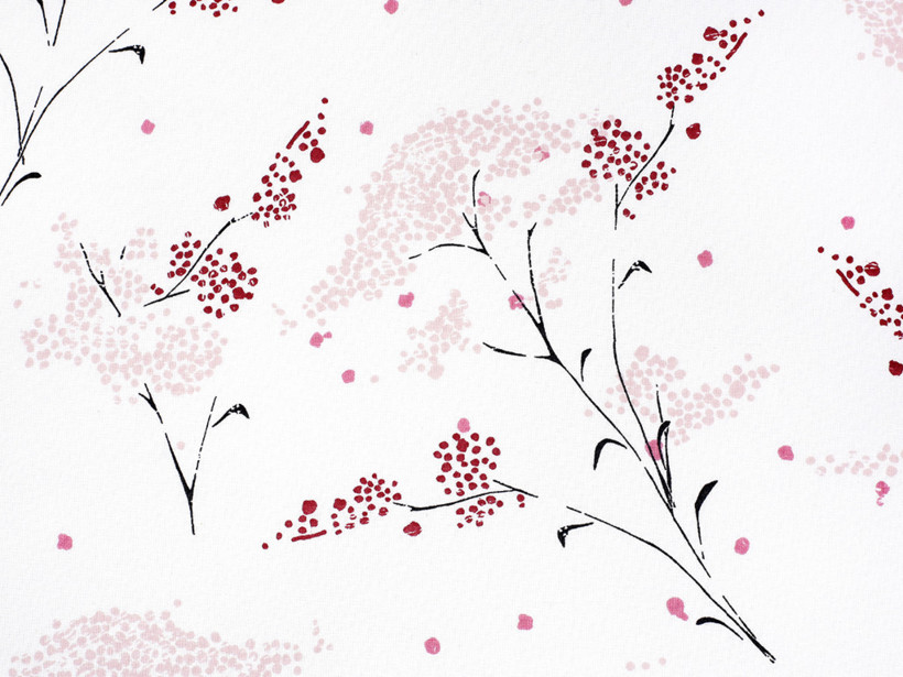 Țesătură SIMONA 100% bumbac - flori japoneze pe alb