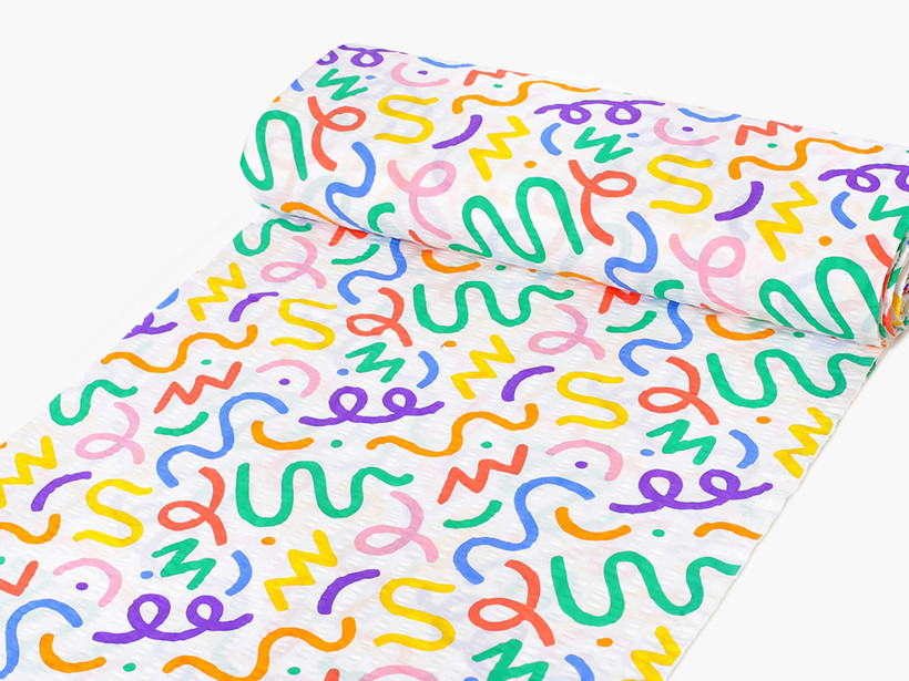 Țesătură creponată - spirale colorate
