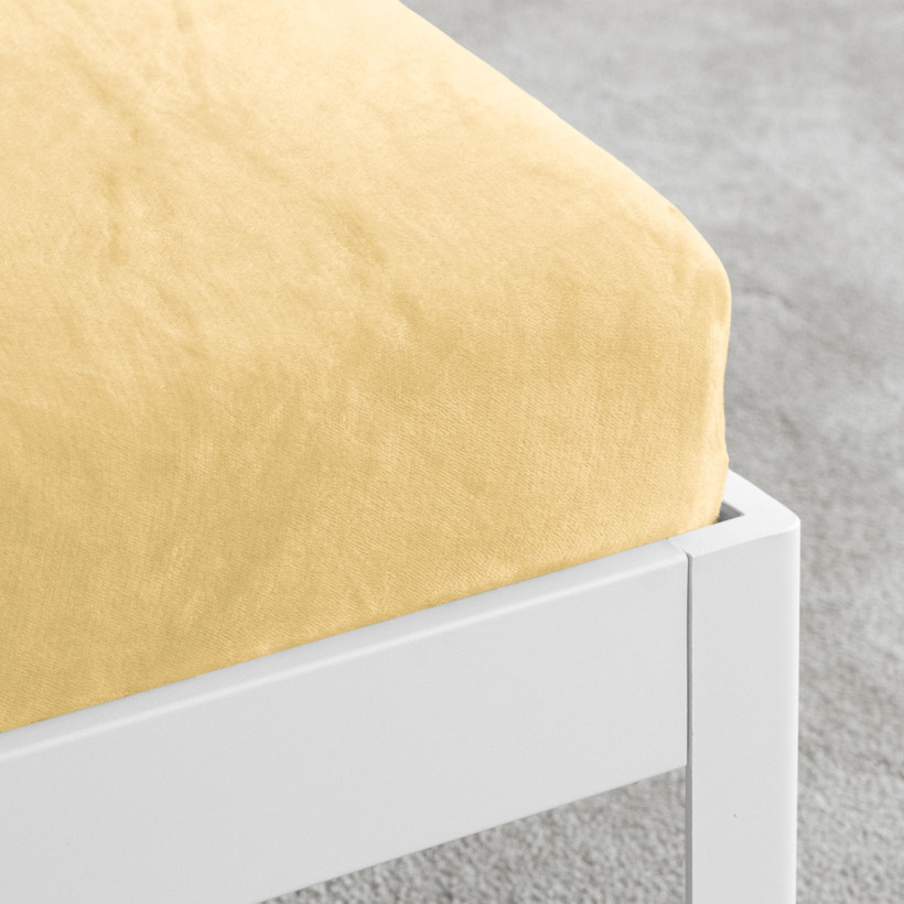 Cearceaf de pat din micropluș cu elastic - galben crem