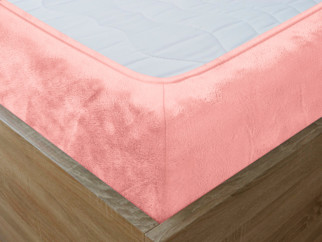 Cearceaf de pat moale și cald din micropluș cu elastic - somon