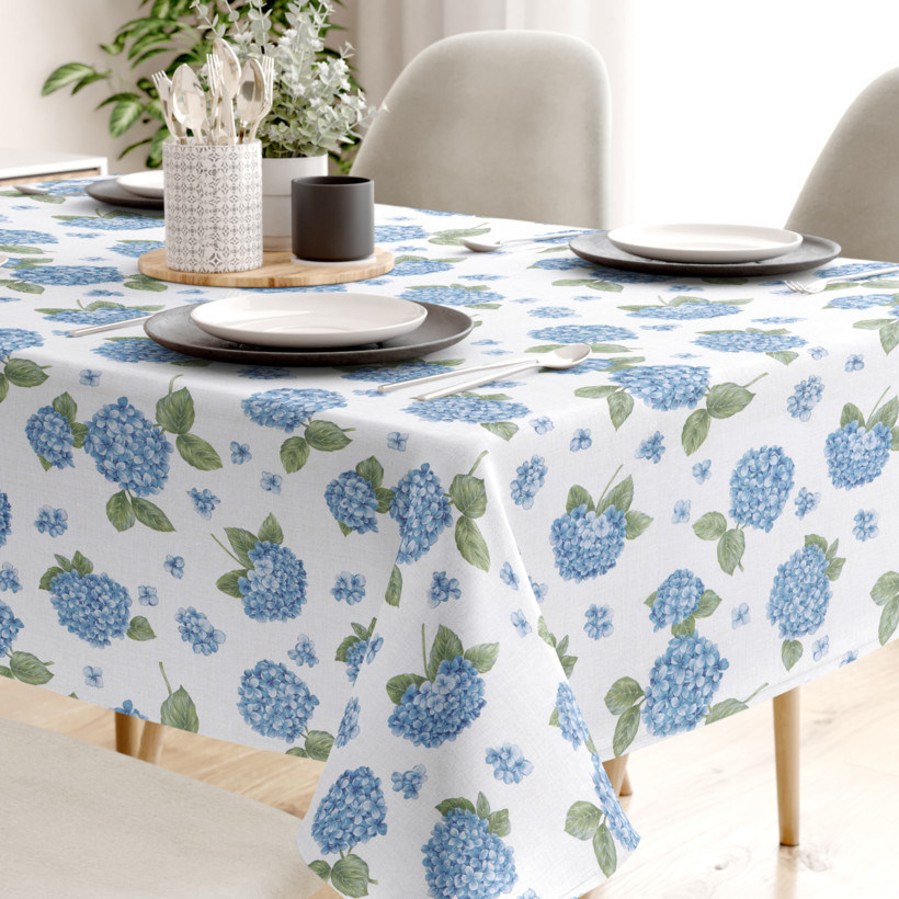 Față de masă decorativă LONETA - flori de hortensie albastră