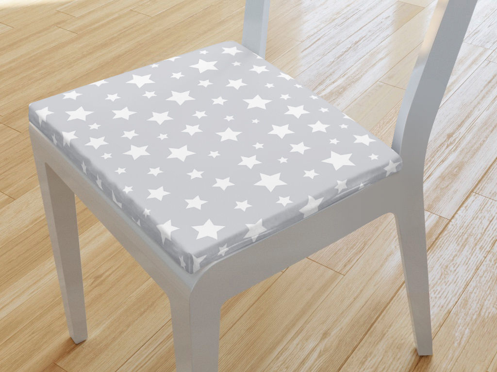Pernă pentru scaun 38x38 cm - LONETA - model 361 - steluțe albe pe gri