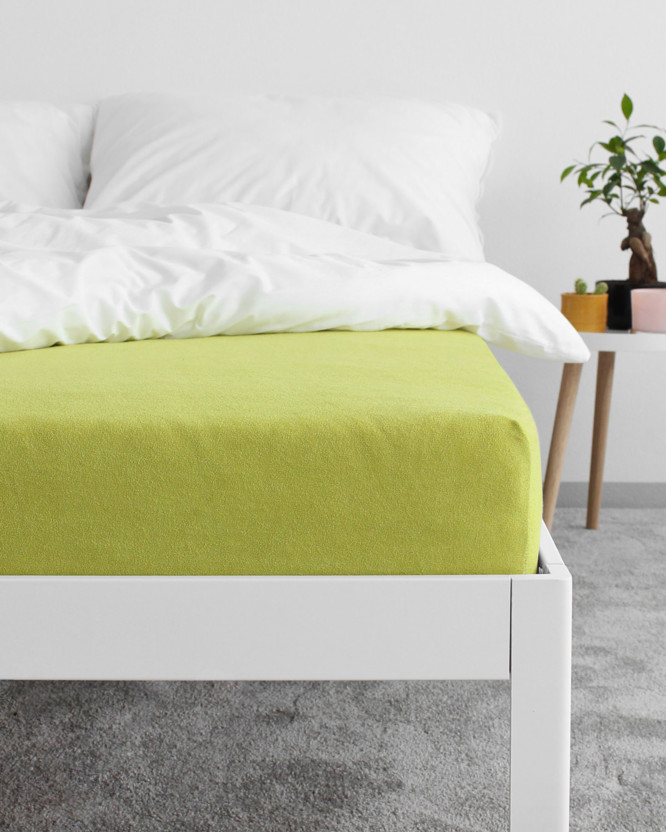 Cearceafuri de pat din terry cu elastic - verde fistic