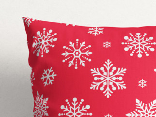 Față de pernă din bumbac - model de Crăciun 1127 fulgi de zăpadă pe roșu