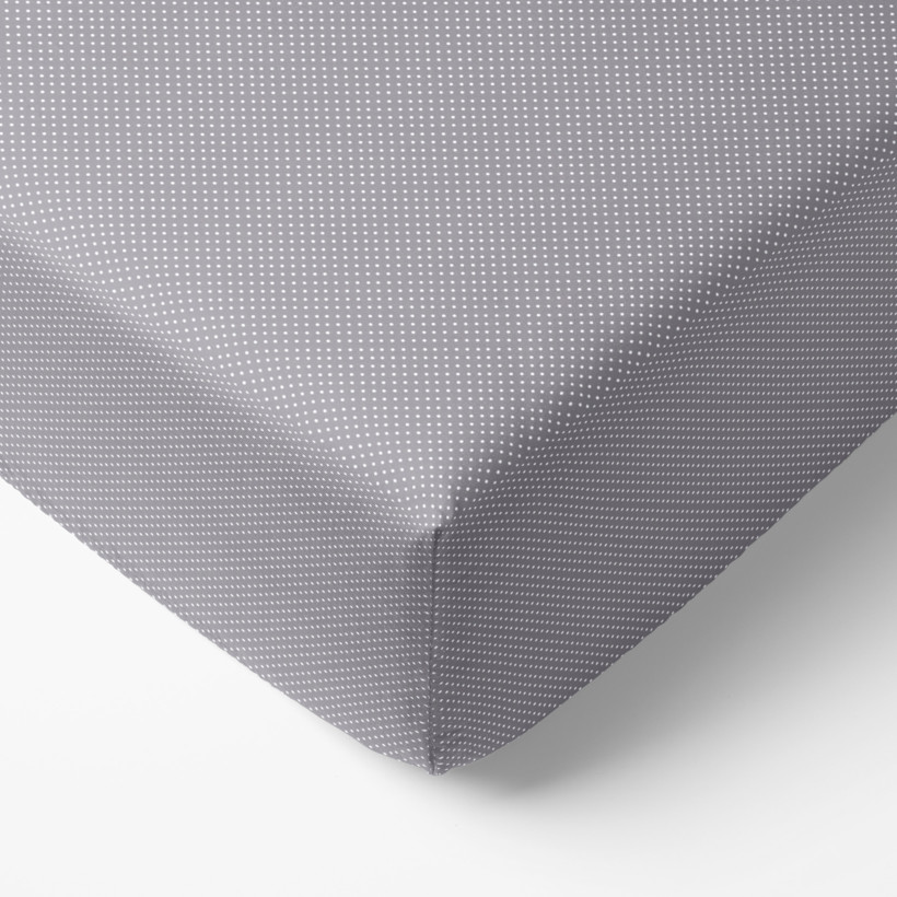 Cearceaf de pat bumbac 100% cu elastic - puncte mici pe gri