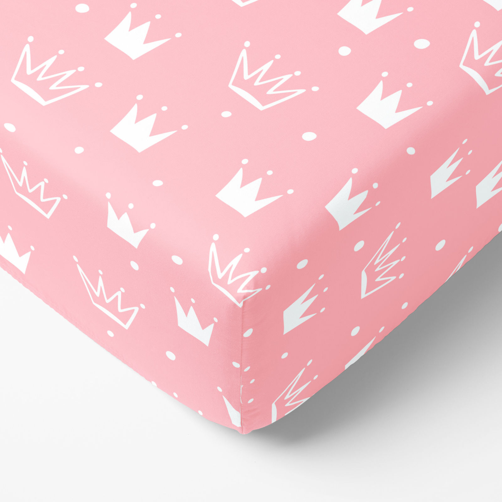 Cearceaf de pat 100% bumbac cu elastic - coronițe pe roz