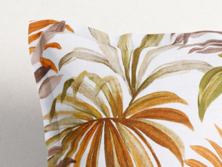 Față de pernă cu tiv decorativ LONETA - model 542 frunze de palmier colorate
