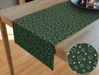 Napron de masă din bumbac - model 029 de Crăciun - steluțe albe pe verde