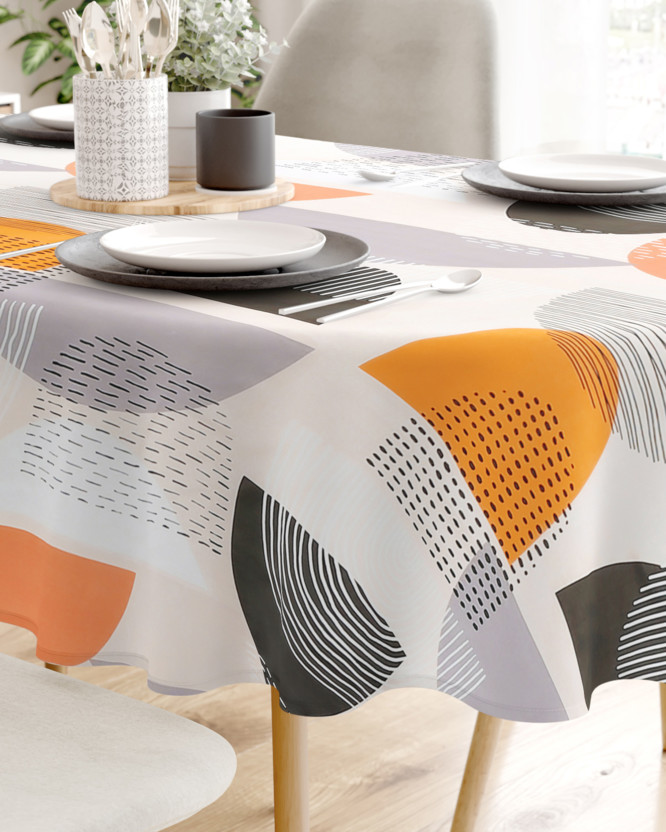 Față de masă 100% bumbac - forme abstracte colorate - ovală