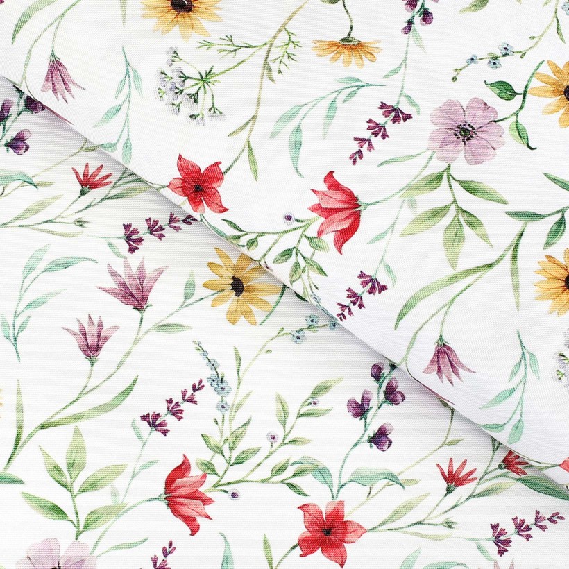Țesătură teflonată pentru fețe de masă - flori colorate de primăvară